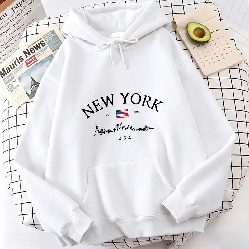 Felpe con Cappuccio Stampa Lettere NEW YORK Primavera Autunno Inverno Felpe Casual da Uomo Donna Trendy Estetica Top