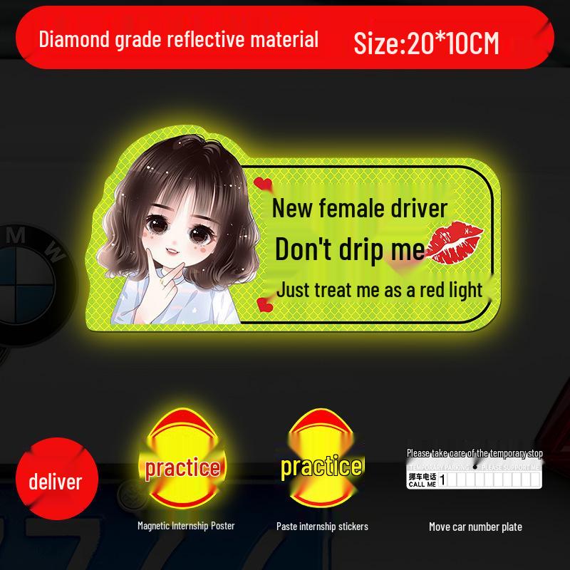 Magnetic Reflective Car Stickers for New Female Drivers