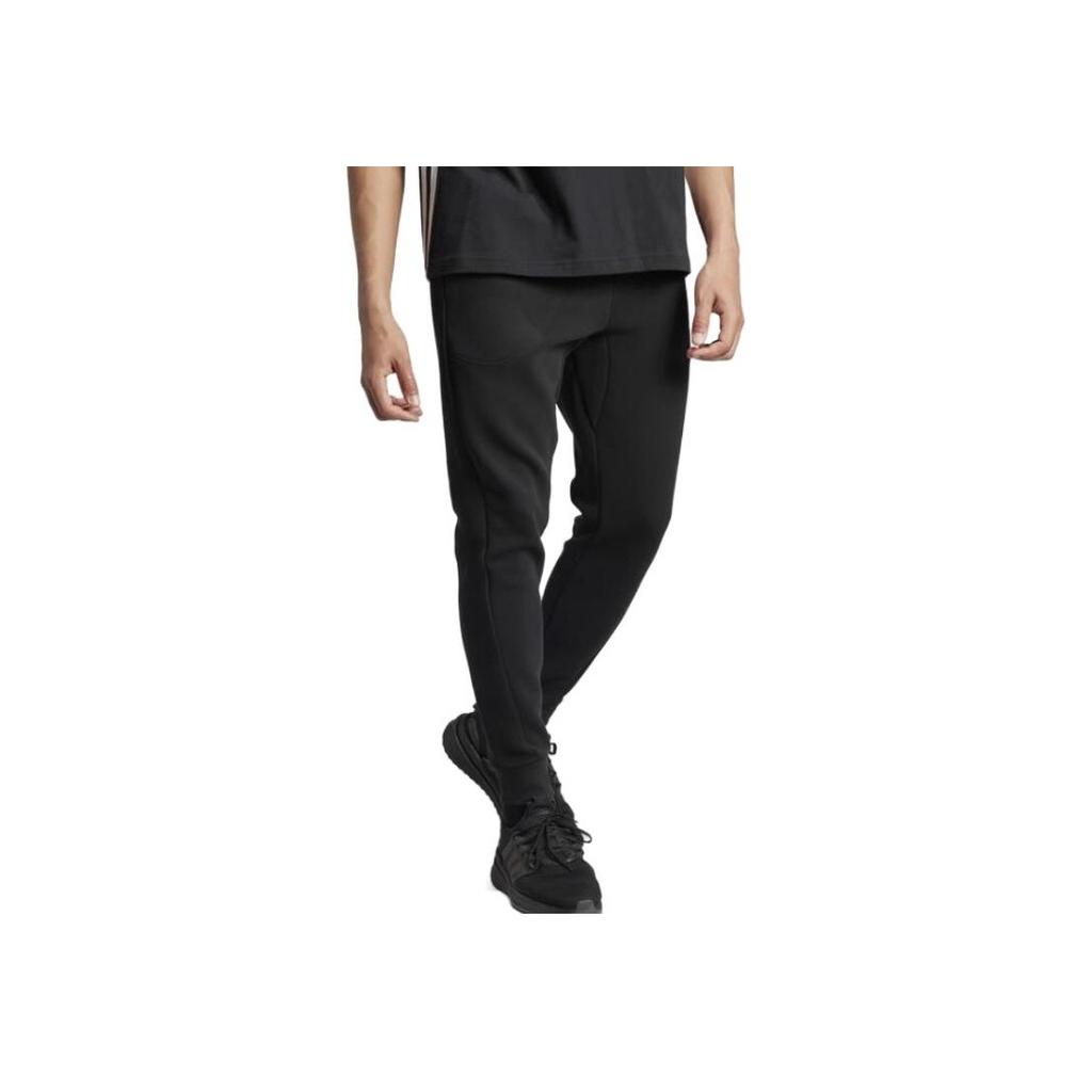 Adidas Three Stripe Color Block Drawstring Cuffed Knit Sports Pants Men Pants Black IT6349