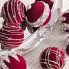 Velvet Flocked Christmas Balls 12X Christmas Tree Ball Decorations Retro Decorative Christmas Tree Ball With Glitter For New