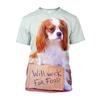 3D Puppy Dog Printed T-shirty Men Oversized Baggy Cavalier King Charles Spaniel Graphic T Shirts Streetwear Cute Clothes