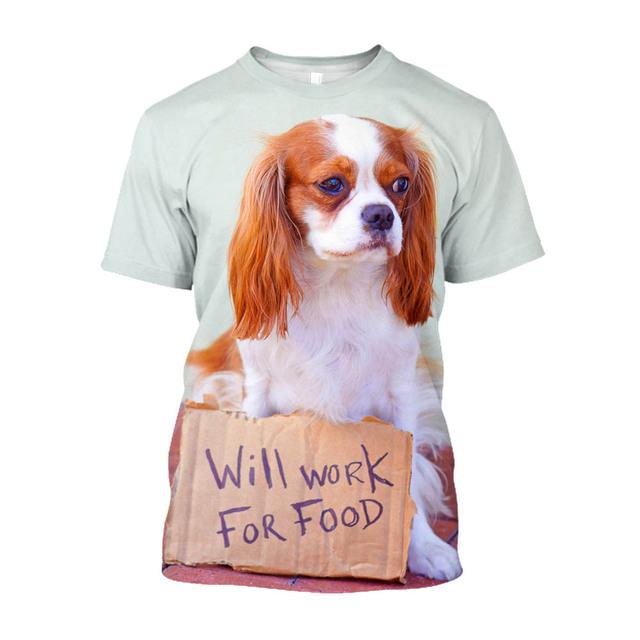 3D Puppy Dog Printed T-shirty Men Oversized Baggy Cavalier King Charles Spaniel Graphic T Shirts Streetwear Cute Clothes