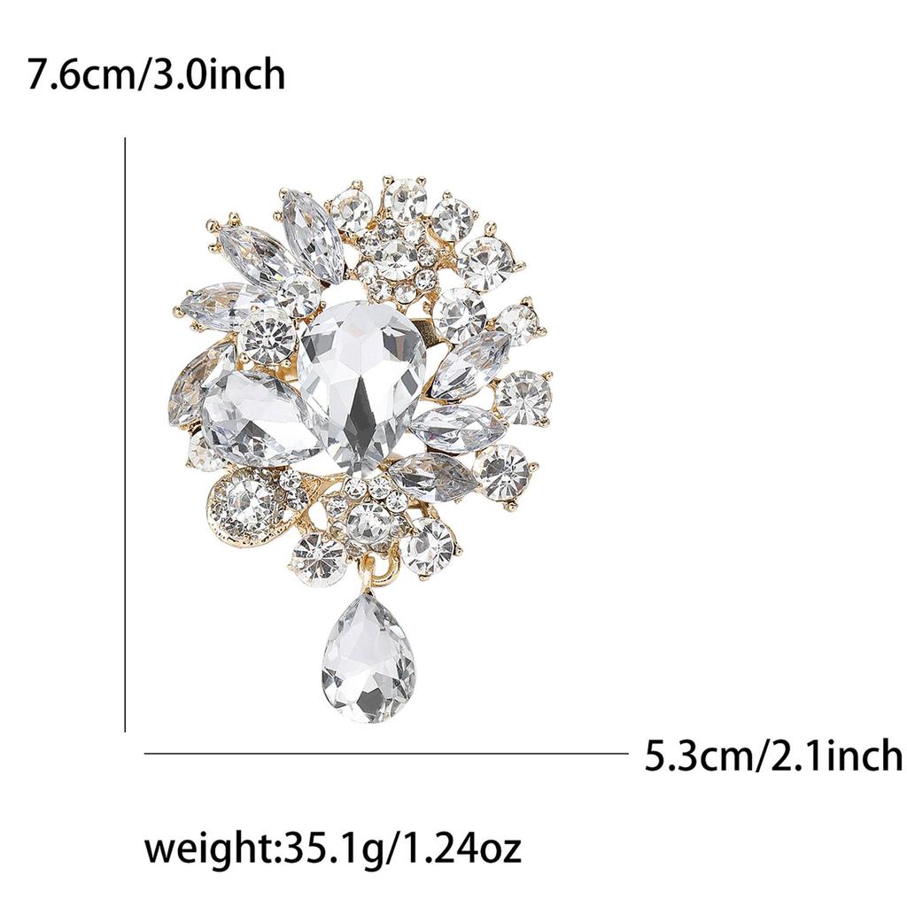 Elegant Rhinestone Alloy Brooch - Versatile Medium-Sized Corsage Pin for Women's Fashion