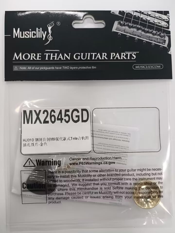 Musiclily Pro 9mm Steel Imported Telecaster Jack Plate, Gold