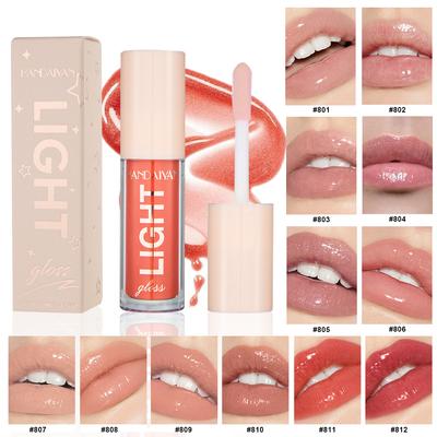 Mirror Glossy Water Gloss Liquid Lip Glaze Lacquered Glass Lip Gloss 12 Colors Oily Moisturizing Pearlescent Lip Gloss for Plump Lips