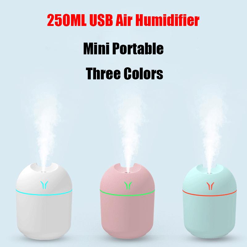 250ML Mini Air Humidifier USB Aroma Essential Oil Diffuser For Home Car Ultrasonic Mist Maker Humidifier with LED Night Lamp