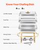 SucceBuy Chafing Dish Buffet Set 8 Qt Stainless Steel Chafer with Full Size Pans Rectangle Catering Warmer Server with Glass Lid