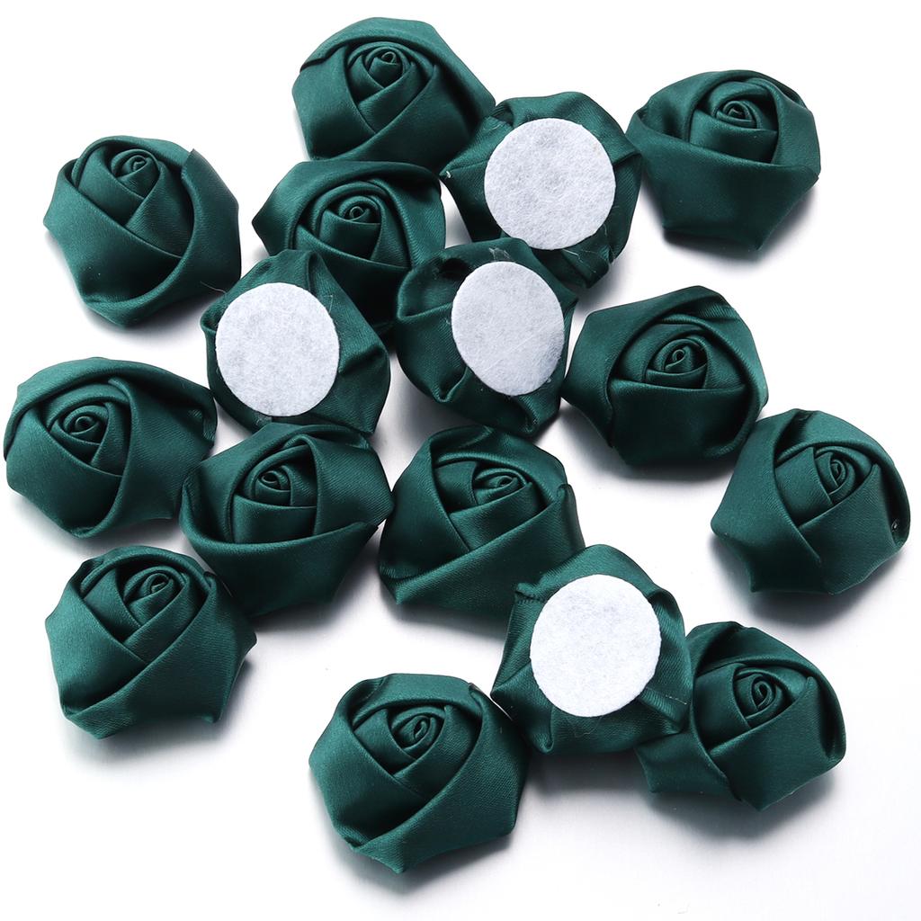 20pcs Satin Fabric Rose Flowers Colorful Handmade Satin Ribbon Flower Bud For DIY Wedding Party Clothing Headwear Decor Supplies