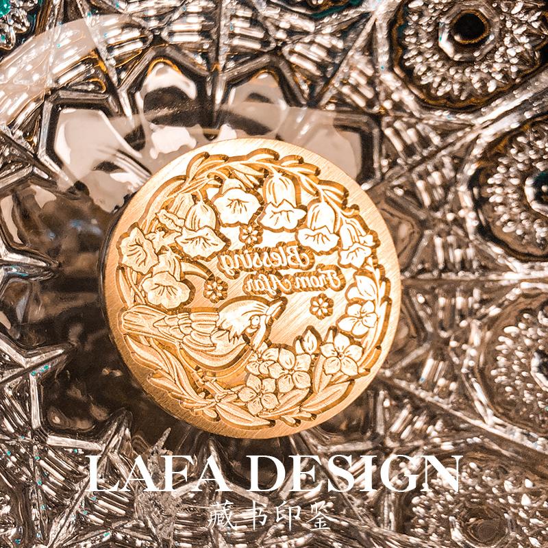 

Vintage Brass Wax Seal Stamp Bluebell Robin Design Handcrafted Letter Press for Invitations DIY Wedding Stationery