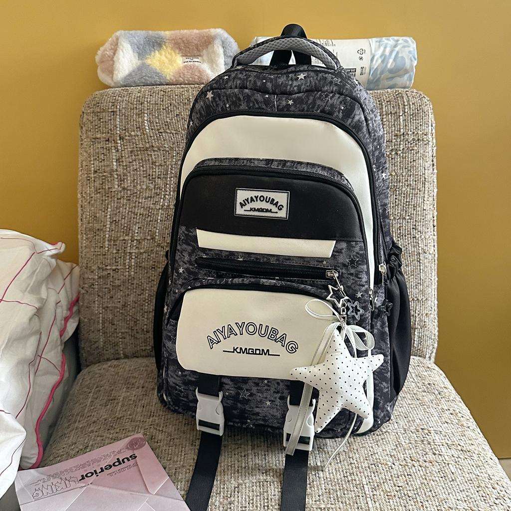 Schoolbag new niche large-capacity schoolbag high value college style junior high school student high school student backpack star backpack