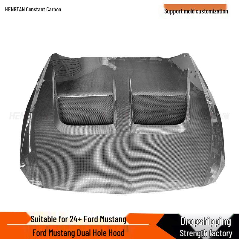2024 Ford Mustang Dual-Hole Carbon Fiber Hood Kit