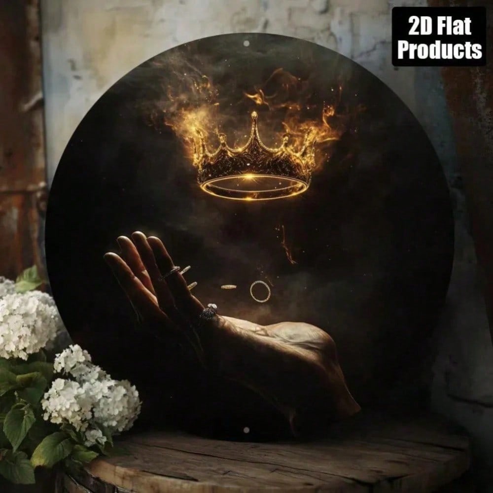 

Golden Crown Vintage Metal Wall Art 8x8 Inch 2D Flat Aluminum Home Decor For Living Room Office Bedroom 20x20 різнокольоровий