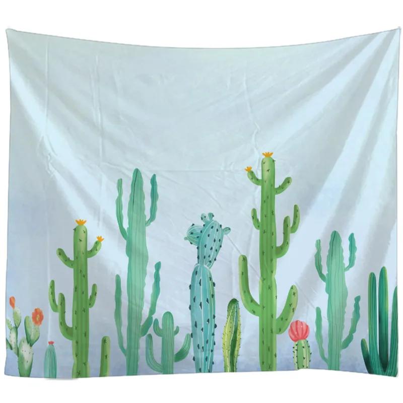 Cactus Decor Tapestry Watercolor Printed Wall Hanging Bedroom Living Room Dorm Tapestry Beach ThrowTable RunnerCloth
