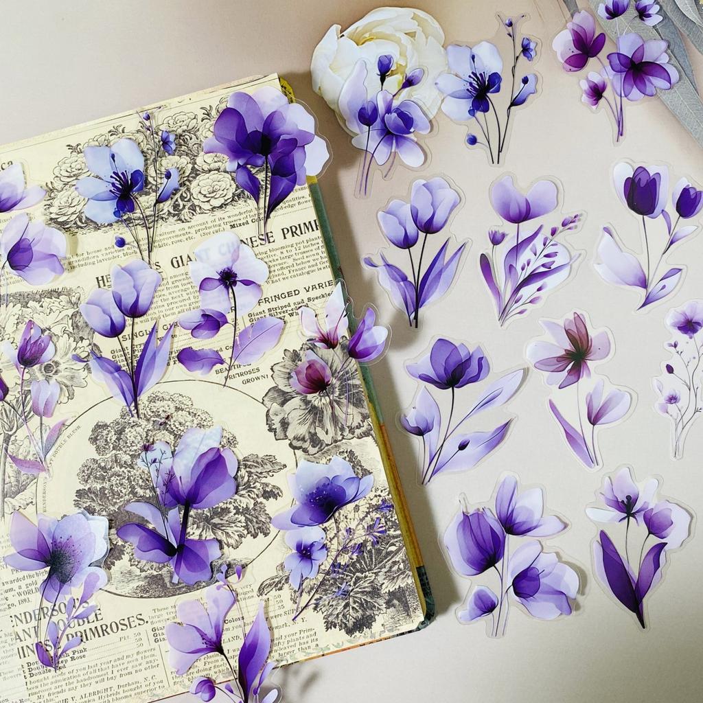 40PCS Flowers Stickers Plastic Junk Journal Stickers for DIY Crafts for Scrapbooking Card Making Journaling
