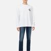 Calvin Klein Loose Fit Letter Casual Comfortable Round Neck Long Sleeve T-Shirt Unisex Tops Bright-White J327339-YAF