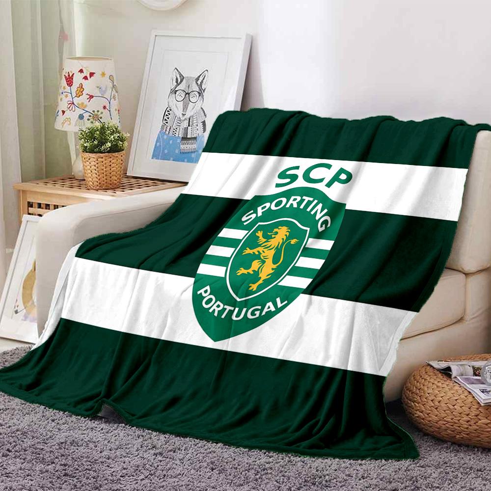 Sporting football Crest Flannel Blanket, Soft Polyester, Modern Design, All-Season for Camping, Travel, Gifts for holidays or birthdays