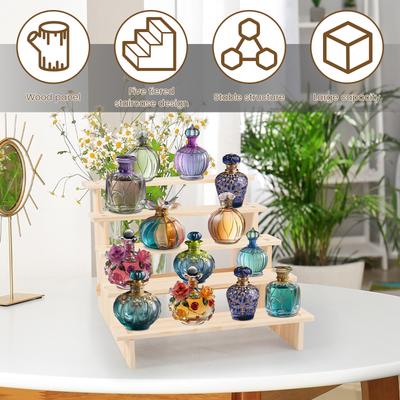 3/4/5 Etagen Holz Displayständer Erhöhung Parfüm Organizer Puppenfigur Spielzeug Vitrine Display Leiterregal Make-up Gewürzregal