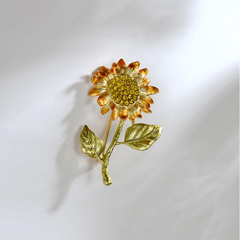 

Выиграйте титул одним махом, ретро-брошь Van Gogh в виде подсолнуха, женственный дизайн эмалевого корсажа, значок Niche