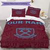 Biancheria da letto West Ham United FC con nome personalizzato, Set piumone Copripiumone Federa Regalo di Compleanno per la Casa(1 * copripiumino + 2 * federa, senza nucleo)_xia