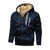 Men's Solid Color Zippered Fleece Hooded Sweatshirt Jacket Men's Sports Large Size Casual Fleece Sweatshirt Jacket