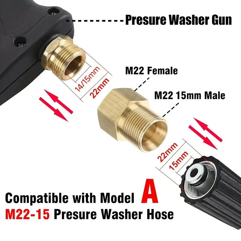 Pressure Washer Coupler M22 14/15mm Male Thread To M22 Female Brass Fitting Hose To Hose Connection Metric Pipe To Gun Adapter