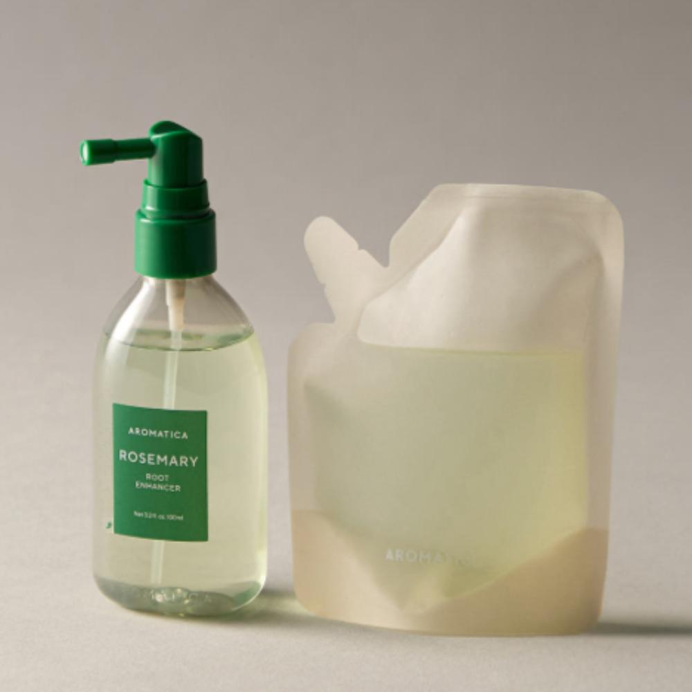 AROMATICA Rosemary Scalp Scaling Tonic Set (100ml + 100ml Refill) Anti-Hair Loss Cooling Spray ROSEMARY