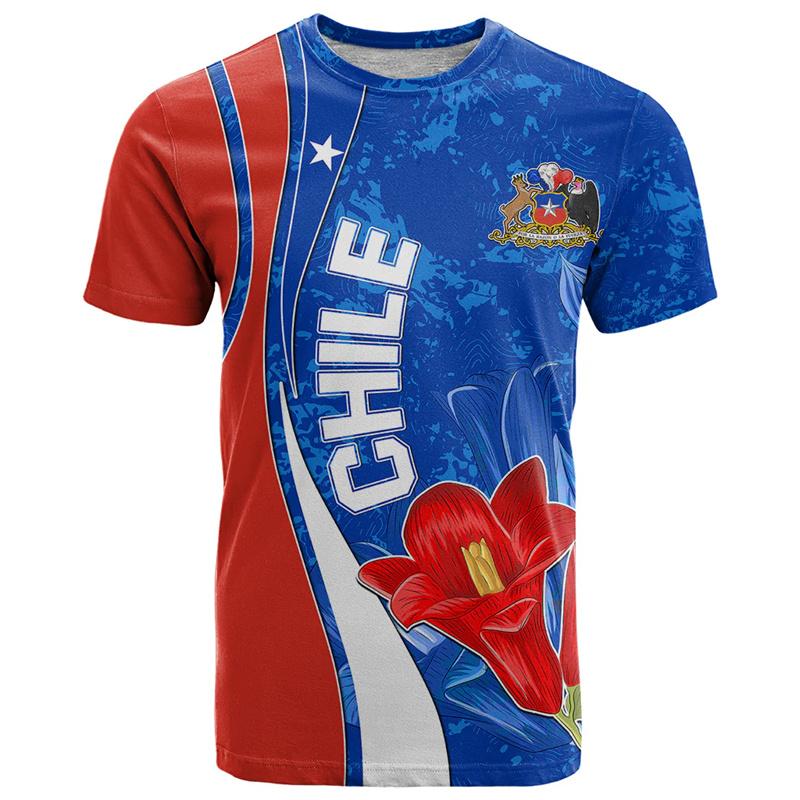 Chile 3D Printing T Shirt Man Summer O-Neck Short Sleeve Oversized Top Casual