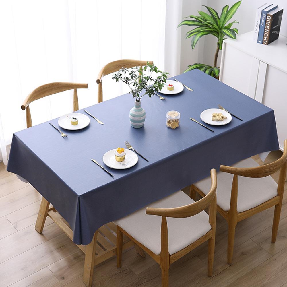 Durable Solid Color PVC Tablecloth Thickened Waterproof Square Table Cover Oil Proof Anti-scalding Table Cloth Table