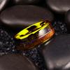 Mode 8mm Goldfarbene Edelstahl Pfeilringe für Männer Frauen Eingelegte Hawaiianische Koa Holzringe Herren Ehering Schmuck Geschenke