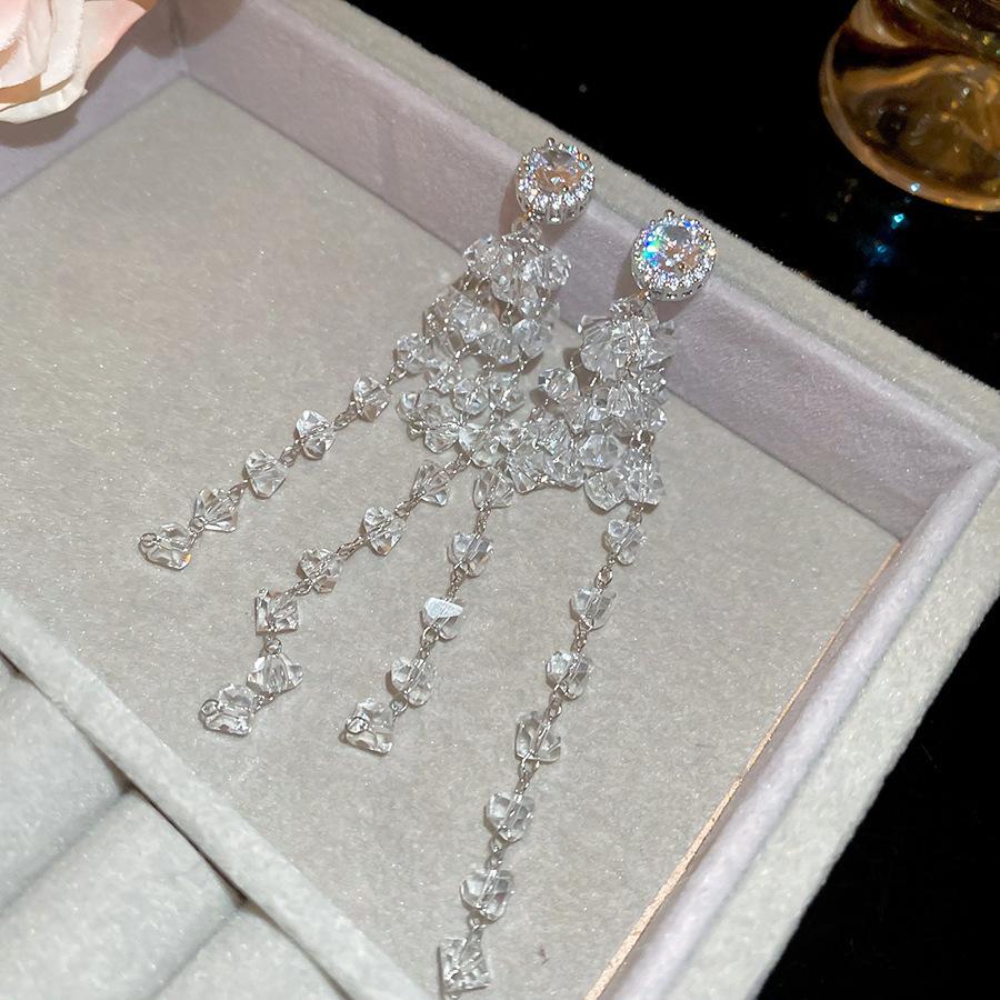 Zircon tassel butterfly earrings femininity sweet gentle earrings exquisite earrings light luxury high-end