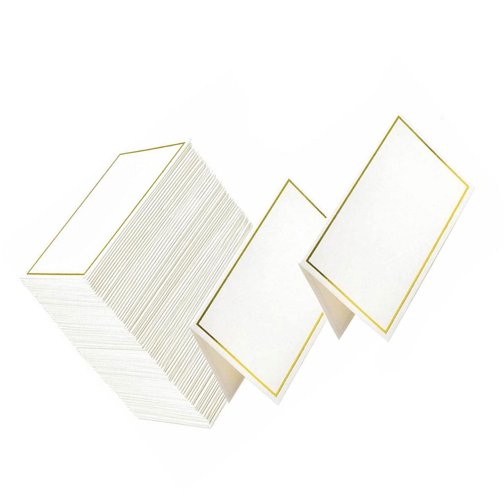 Pack of 50PCS Elegant Gold Bordered Blank Place Cards Name Cards for Weddings Banquets Dinners Parties and Festivals