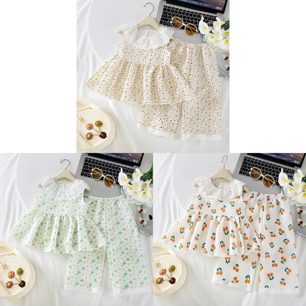 Girl Summer Floral Tank Top And Shorts Set With Soft Polyester For Toddler Playtime