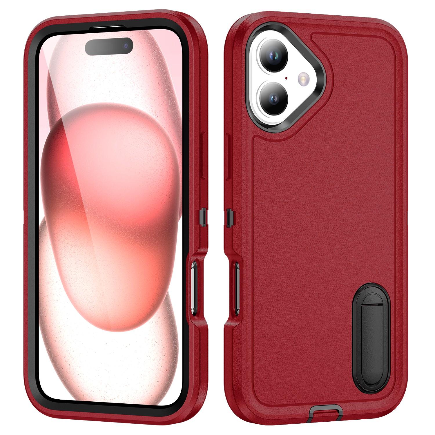 

Чехол для iPhone 16 Plus с подставкой, чехол-бампер, PC+Силикон+EVA, дизайн 3-в-1 D