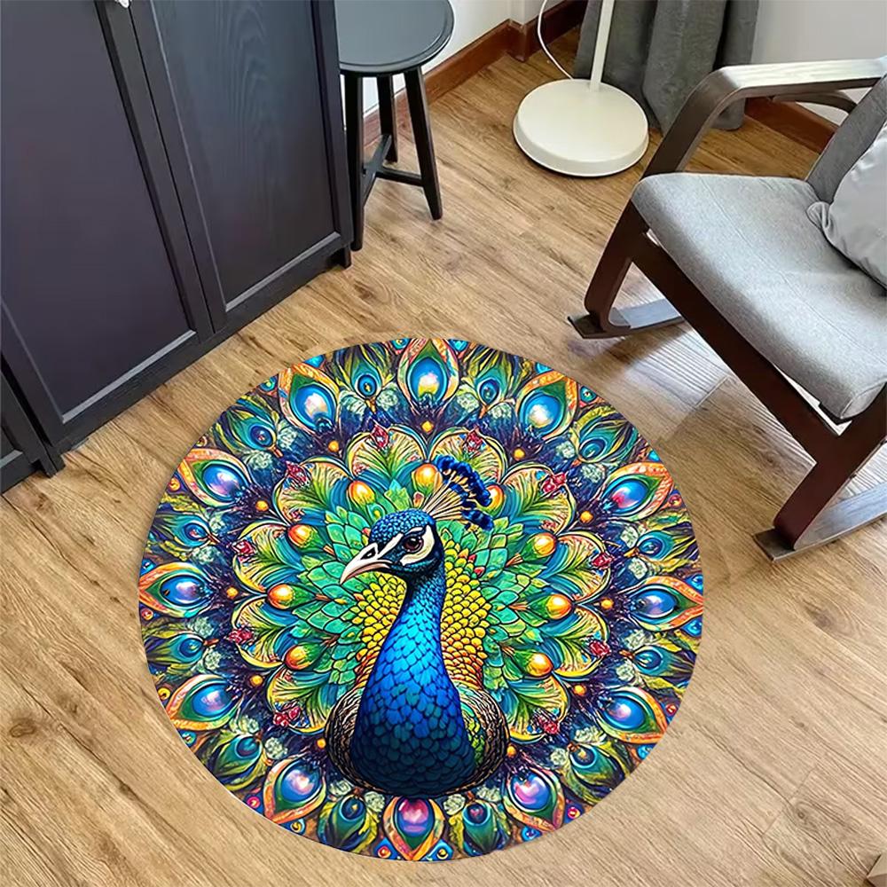 1pc Home Carpet Peacock Design Non-slip Rug for Office Decor and Living Room Gift Ideas