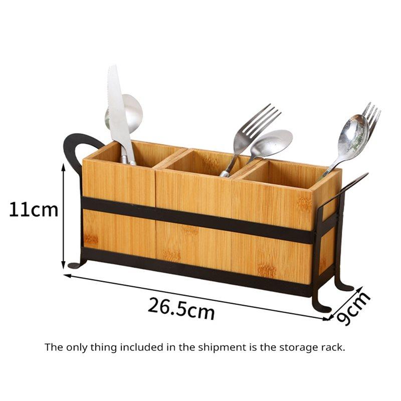 SHGO-Bamboo For Countertop Kitchen Utensil Holder 3-Compartments Organizer For Cooking Tools, Silverware, And Spatulas