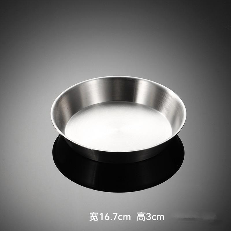 304 Stainless Steel Round Non-stick Cake Pan Pizza Baking Tray Steamed Food Barbecue Storage Plate Kitchen Tools