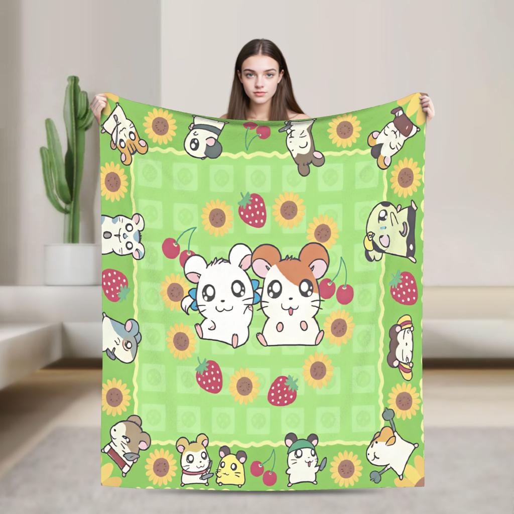 Hamutaro Flannel Blankets Winter Soft Durable Throw Blanket for Boy Girl Outdoor Novelty Bedspread Sofa Bed Cover