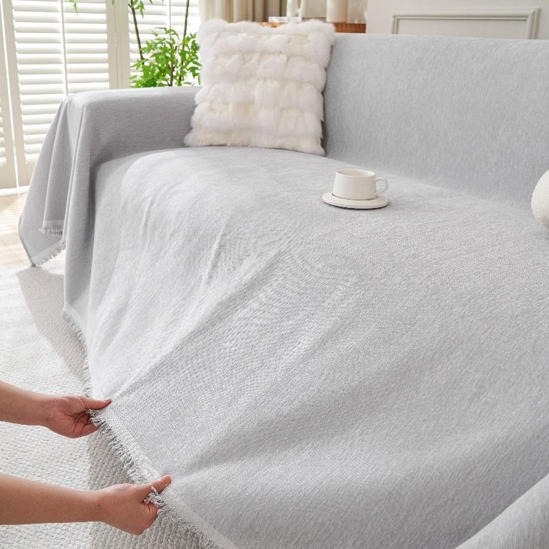 Solid Color Chenille Sofa Mat Four Season Universal All Inclusive Furniture Protector Anti-cat Scratch Chair Blanket Home Decor