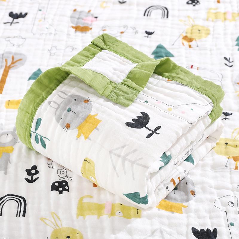 Toalha e Colcha de Algodão Gaze de Seis Camadas para Bebê – Cobertor para Criança Pequena Primavera/Verão