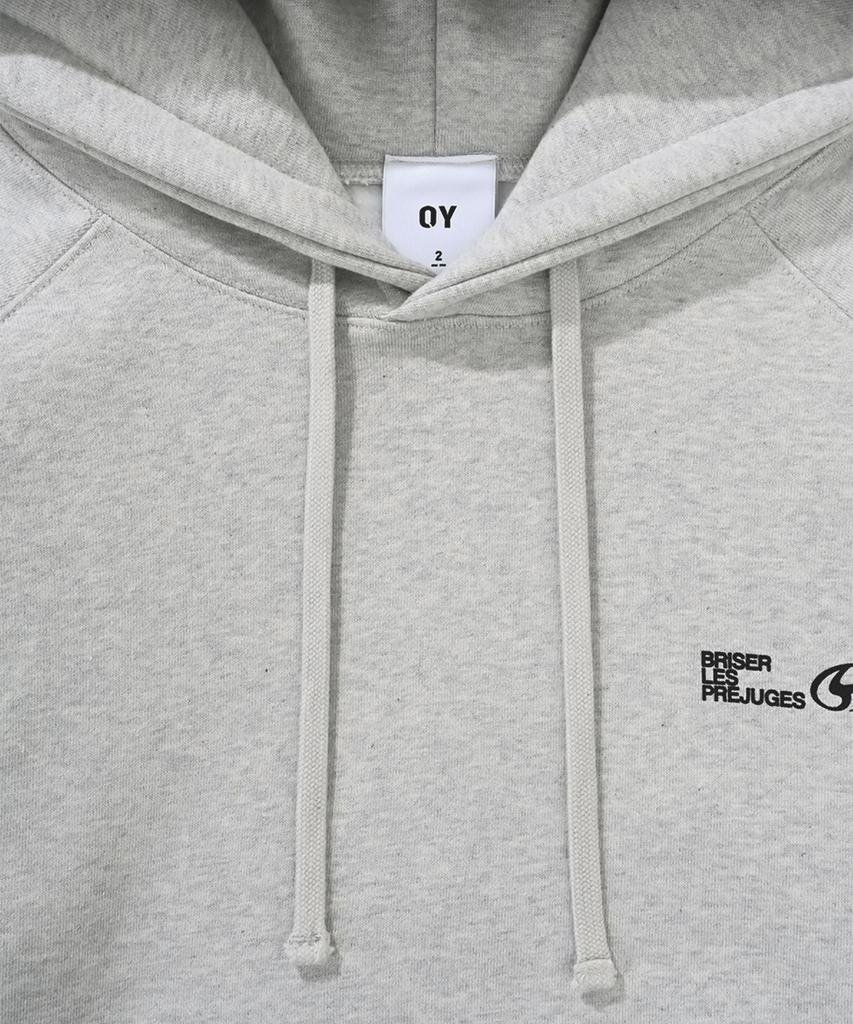 W.L Back Zipper Raglan Hoodie-Grey