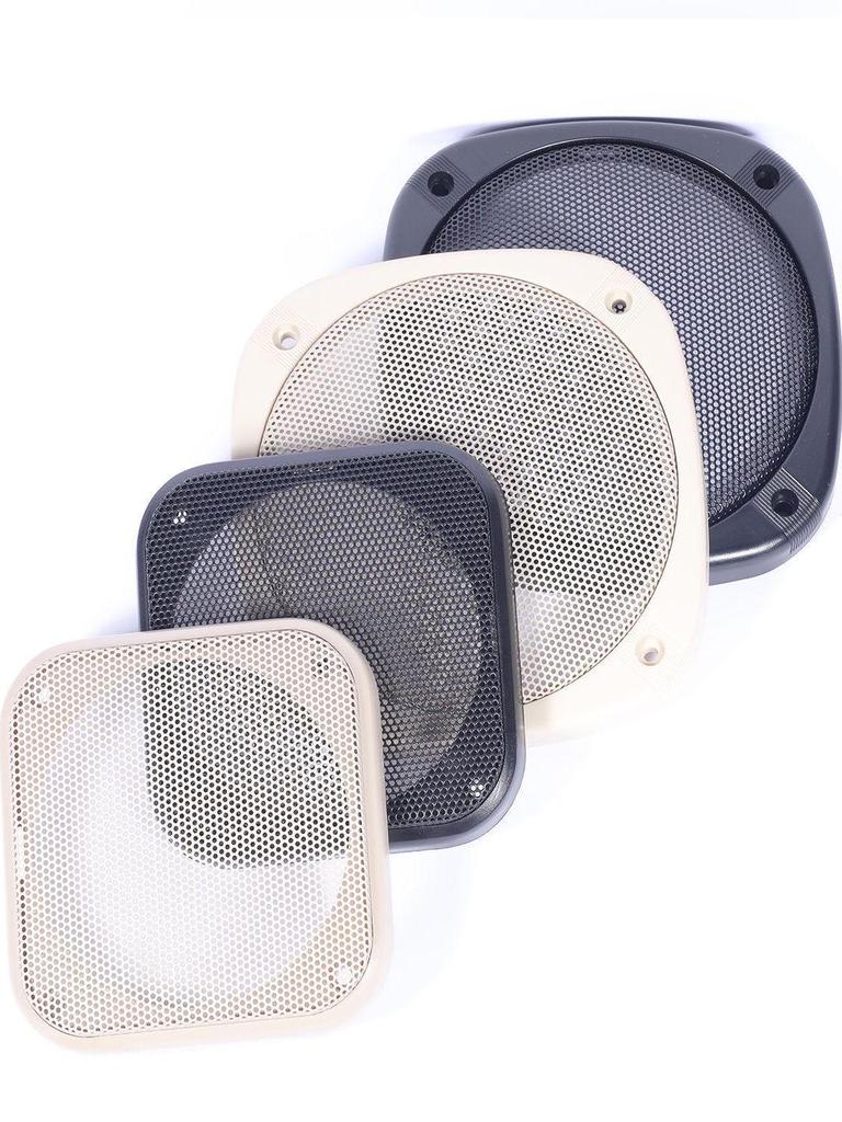 4-inch Square Car Speaker Grille Frame with Decorative Ring and Dust Cover