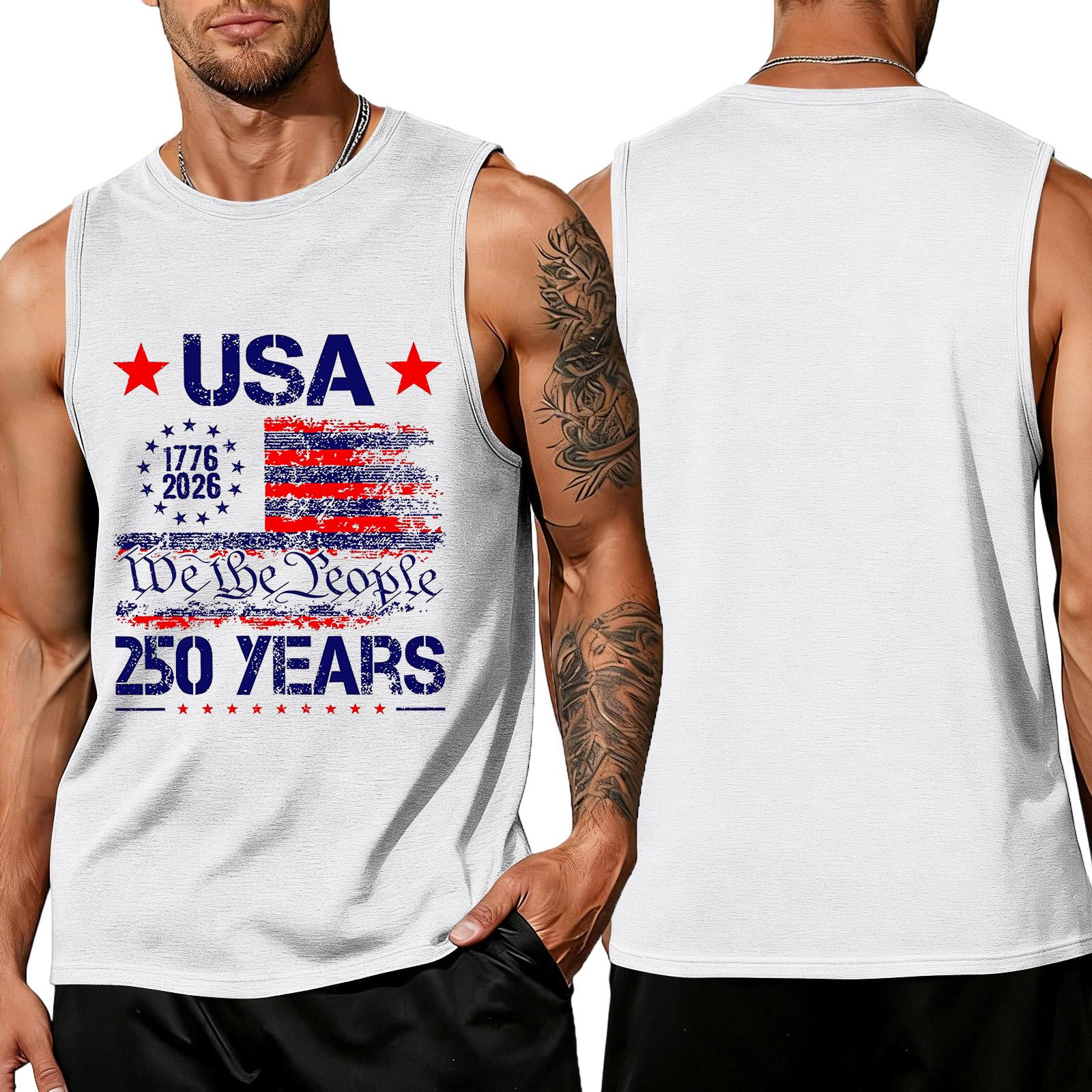 

Men s Loose Fit Sleeveless Tank Top Casual Summer Daily Wear Printed Graphic Muscle Tee Shirt M білий