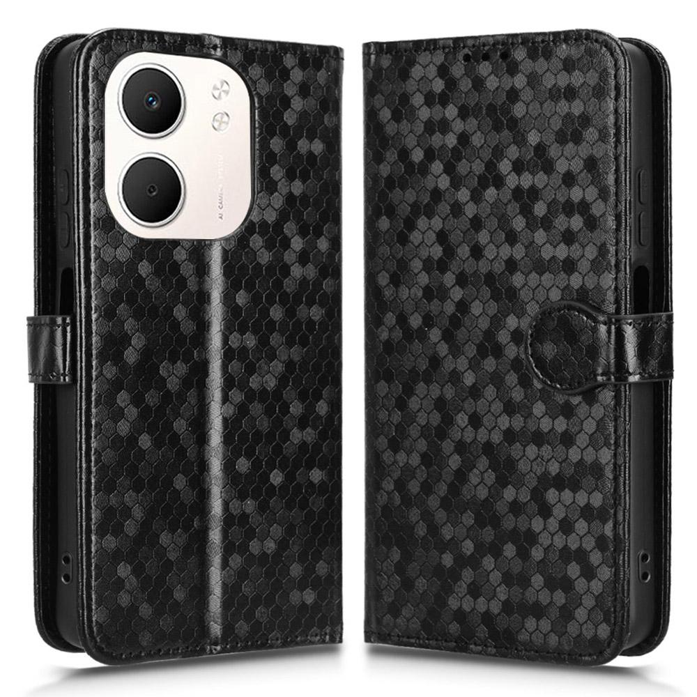 For Oppo A5x 5G/4G Wallet Case Dot Pattern Imprint PU Leather Phone Cover with Wrist Strap