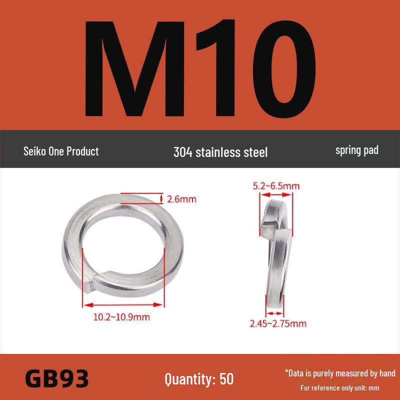 304 Stainless Steel Heavy Duty Spring Washer, Light Duty Thick Washer Spacer GB93