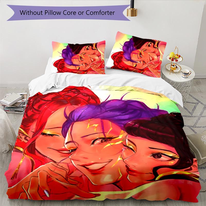 KPOP Hunter 3pcs Bedding Set Duvet Cover Closure Includes 1 Duvet Cover & 2 Pillowcases for All Seasons Bedroom Home Dorm Decor