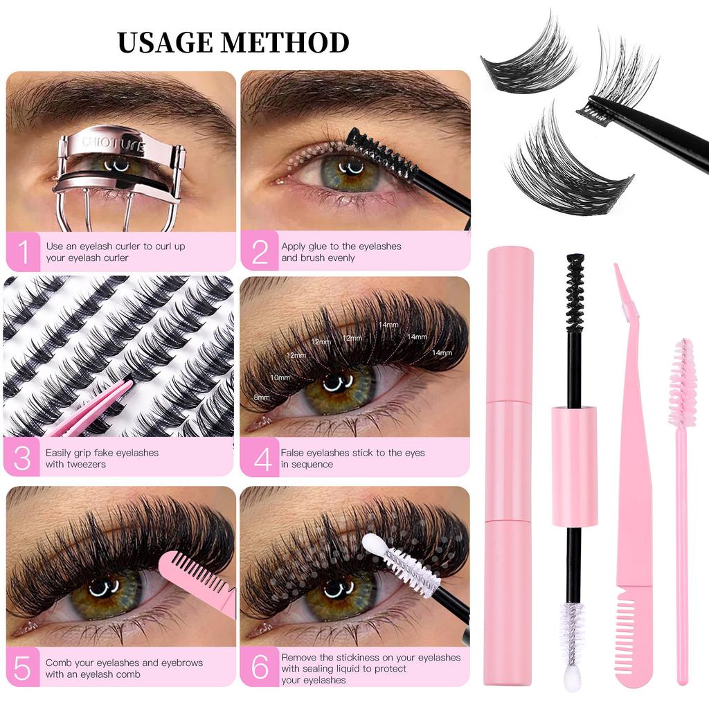 Single Cluster Diy False Eyelashes Large Capacity 30P + 40P Eyelashes Self-Married Eyelash Glue Set