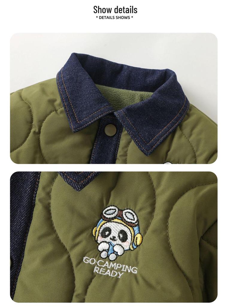 Kaka Panda Kids' Winter Fleece Jacket - Boys' and Girls' Warm Cotton Coat