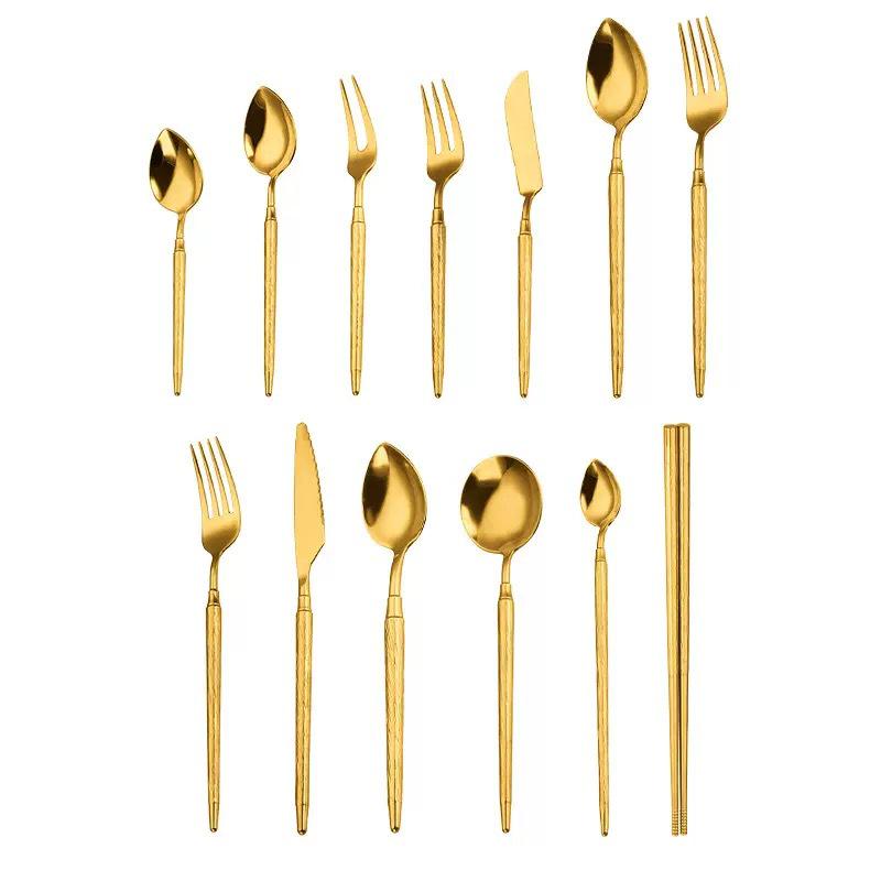 304 Stainless Steel Western Cutlery Set: Steak Knife, Fork, Dessert Spoon & Fruit Fork.