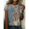 Summer Leopard Heart 3D Print T-Shirts Fashion Women's Round Neck Short Sleeve T Shirt Tees Harajuku Tops Female Clothing