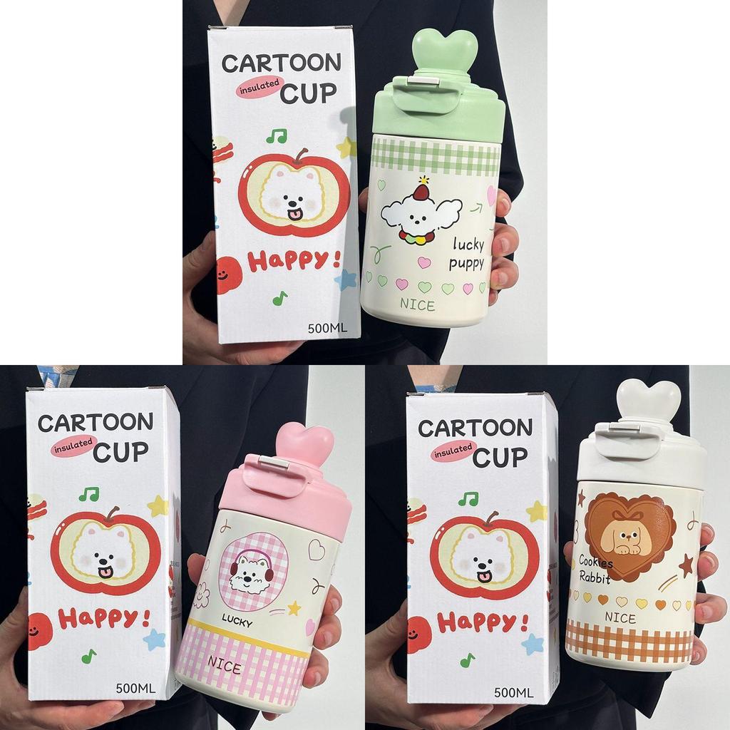Girl Thermal Mug With Straw And Tea Strainer For Home Office Travel